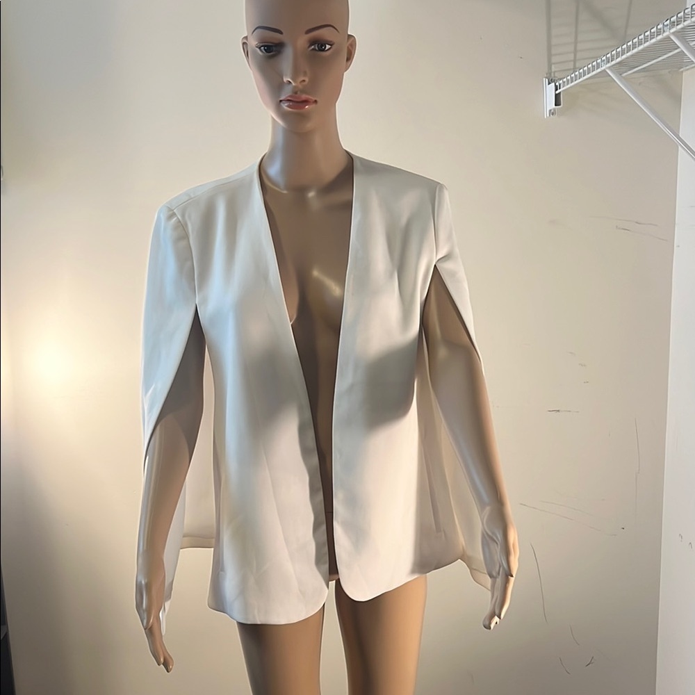 Zara Elegant Cream Cape Jacket for Women (#2)